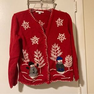 Vintage Red Mercer Street Studio Snowman Ugly Christmas Sweater